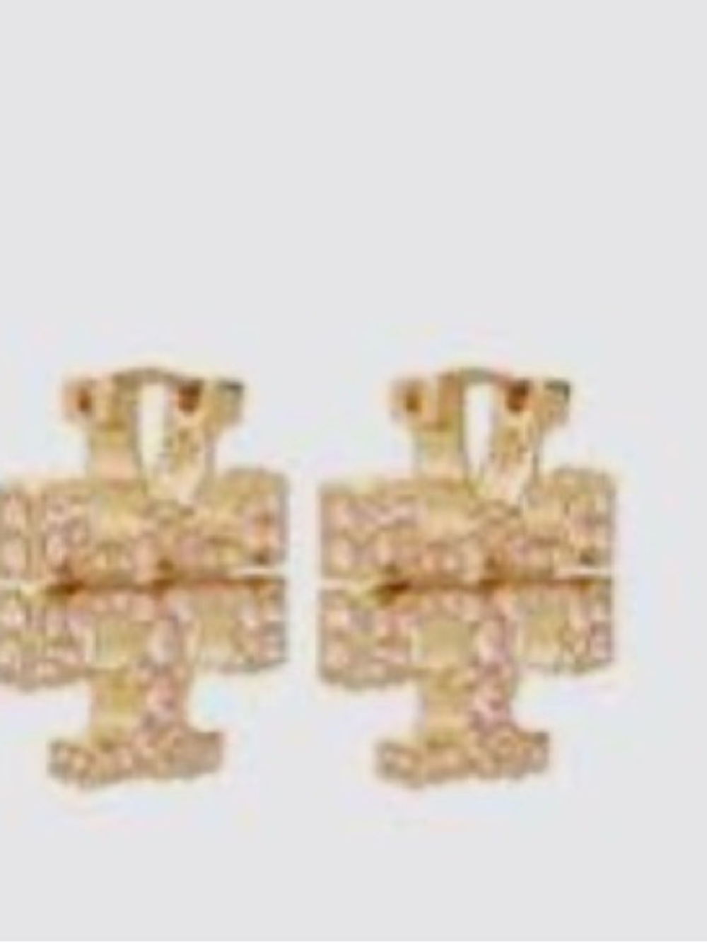 Tory Burch Gold Crystal Double-Logo Stud Earrings